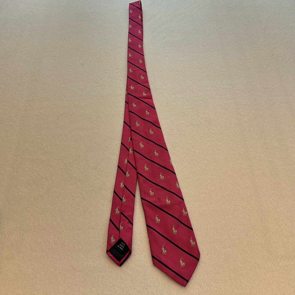 Vintage Ralph Lauren pink blue striped tie